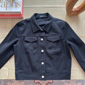 Theory Black Double Stretch Denim Jacket
